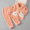 秋冬季宝宝加厚珊瑚绒睡衣，女童女孩冬款法兰绒，套装男童儿童家居服