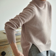 APC开司米体验 法设计师绒尖精织高领套头精益定制休闲重磅羊绒衫