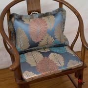 蓝色欧式树叶椅子坐垫防滑布艺欧式餐椅垫餐桌，椅子垫凳子座垫飘窗