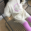 韩国儿童衣服进口装纯棉夏款宝宝色荧光字母七分袖打底衫T恤
