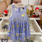 韩国中小童装 21夏女童宝宝蓝色洋气大鸭子连衣裙 背心裙G7
