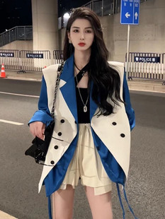 高级感韩版百搭气质衬衫，女秋设计感不规则坎肩休闲马甲减龄三件套