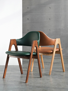 北欧时尚创意实木餐椅布艺，休闲椅复古靠背，扶手椅咖啡餐厅a字椅子