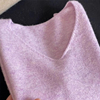 今年流行香芋紫v领套头，针织衫女2023秋冬韩系ins内搭毛衣
