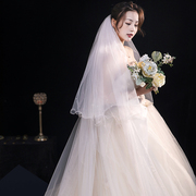 新娘结婚主婚纱头纱超仙森系网红拍照道具长款大拖尾婚礼头纱