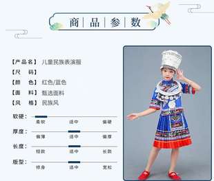 少数民族服装苗族彝族壮族侗族儿童演出服女童舞台装葫芦丝表演服