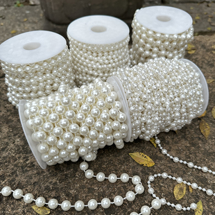 珍珠串卷筒连线珠链条子婚庆吊顶婚礼装饰婚房布置DIY仿珍珠材料