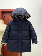 韩国童装潮品店冬季男童高品獭兔毛领中长款白鸭绒羽绒服外套