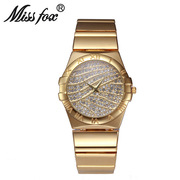 手表missfox潮流镶水钻表带，女士石英手表，时装腕表品牌v230时尚