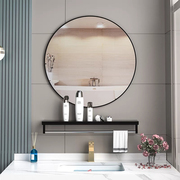 免打孔镜子浴室镜带置物架挂墙自粘壁挂浴室酒店家用卫生间化妆镜