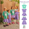 !韩国童装ins风婴儿，宝宝男女童紫色绿色短袖，t恤短裤兔子套装