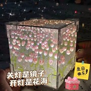 手工diy郁金香深渊花海魔方小夜灯蝴蝶花园材料包送女友情侣礼物