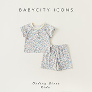 婴儿套装夏季女宝宝碎花，两件套婴幼儿衣服，轻薄夏装女婴睡衣家居服