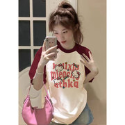 HelloKitty女童短袖T恤纯棉插肩夏季中大童时髦半袖学生上衣