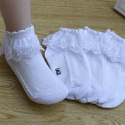 拉丁舞蹈袜蕾丝花边短袜女童纯棉跳舞袜公主袜儿童白色粉色糖果