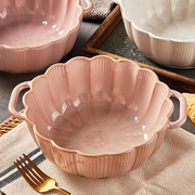 花瓣防烫双耳汤碗陶瓷大号螺蛳粉碗专用汤盆家用大碗沙拉碗面碗