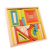 木制趣味彩虹积木智力早教堆塔拼装游戏儿童色彩形状认知益智玩具