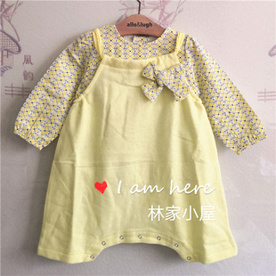 韩版阿卡邦儿童装女童宝宝春夏款黄色长袖T恤背带裤套装