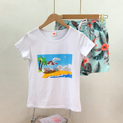 无假期的人清凉一夏沙滩度假女短袖休闲扎染，上衣夏季印花t恤