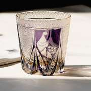 日式江户切子水晶玻璃杯手作威士忌杯紫色孔雀酒杯家用洋酒杯礼盒