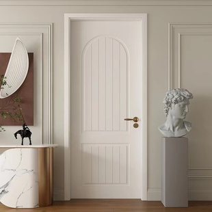 包安装(包安装)定制木门，奶油风卧室门套装门现代简约烤漆门室内实木房间门