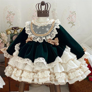 秋西班牙公主裙女童，洛丽塔连衣裙蓬蓬裙，宝宝生日洋装周岁礼服1012