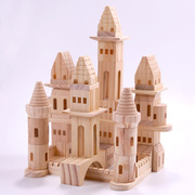 木头伸缩城堡儿童原木色建筑积木叠叠高拼搭场景形状认知益智玩具