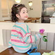 女童针织开衫外套春秋款，2024韩版女宝宝，洋气上衣儿童春装毛衣