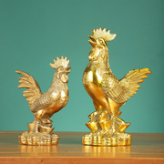 铜鸡摆件纯黄铜公鸡，工艺品家居装饰品，十二生肖招财金鸡吉祥物摆设