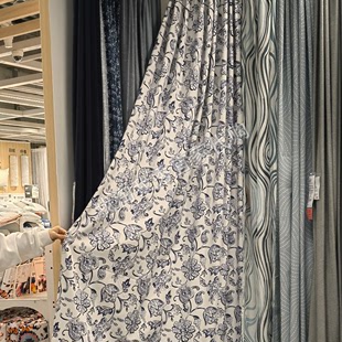 宜家国内 多菲布勒窗帘2幅 145x250厘米纯棉遮光花卉图案成品