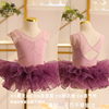 女儿童夏季粉色形体服芭蕾舞蹈，练功服短袖分体纯棉套装专业形体服