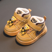 宝宝冬季鞋子加绒0一1-2岁婴儿学步鞋男软底，加厚棉鞋女高帮运动鞋