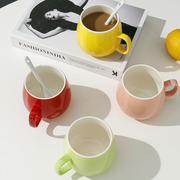 陶瓷杯子带盖勺个性，潮流创意喝水杯家用男女，茶杯咖啡杯马克杯