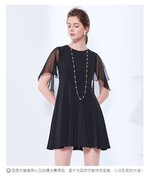 yigue亦谷2023夏装黑色，圆领法式连衣裙，女气质大气时尚裙子