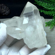 纯白水晶簇摆件横纹天然原矿水晶石水晶柱消磁H583