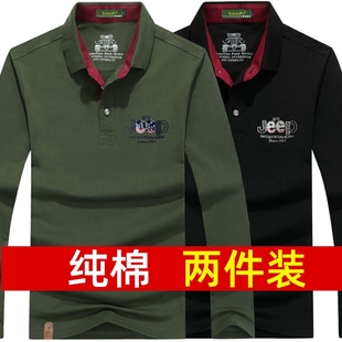 AFS& JeepPOLO衫男士秋季长袖T恤刺绣翻领休闲男装纯棉打底衫上衣