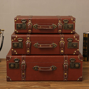 欧式复古手提箱服装店行李箱装饰品拍照摄影道具酒吧落地摆件木质