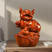 花梨木亥猪摆件黑檀实木雕刻生肖猪中式家用客厅玄关汽车车载红木