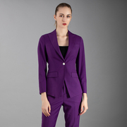 紫色一粒扣时尚小香风洋气西服套装主持人工作服制服女士高定西装