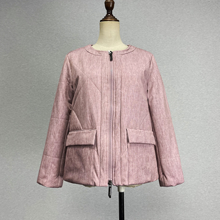 品牌折扣粉红色加厚棉衣女，宽松大版韩版圆领，保暖棉服拉链短外套