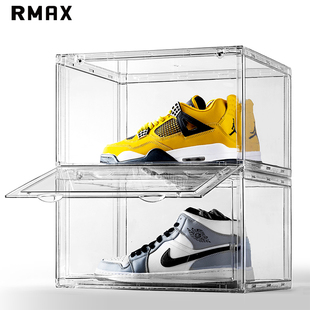 rmax亚克力全透明鞋盒aj球鞋，收纳展示盒子，磁吸抽屉式塑料折叠鞋柜
