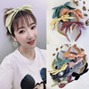 韩国可爱兔耳朵发箍女糖果色，缎面发窟东大门发饰双层蝴蝶结细头箍