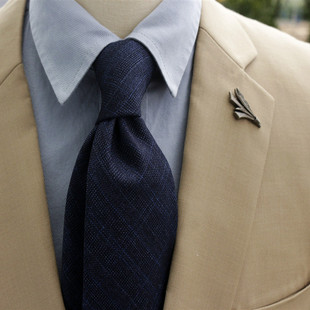 男士正装复古休闲免打领带羊毛手感灰色蓝色条纹，格纹商务职业面试