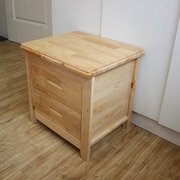 经济型柏木床头柜带滑轨 现代简约实木小储物柜 整装卧室双抽