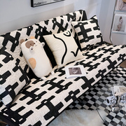 创意时尚几何现代沙发垫秋季毛绒，保暖耐脏沙发坐垫冬款防滑沙发巾