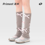 粉色蝴蝶结袜套女春季针织腿套日系甜美堆堆袜夏季显瘦小腿袜长袜