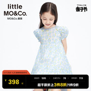 littlemoco童装夏装女童，纯棉泡泡短袖，碎花连衣裙儿童裙子公主裙