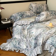 法式浪漫复古风印花四件套夏季双面天丝床上用品冰丝凉感床单被套