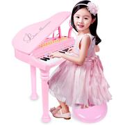 宝丽儿童电子琴带麦克风女孩钢琴宝宝早教益智玩具1-3岁可供电源.
