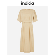 indicia纯色连衣裙圆领短袖裙子夏季商场同款标记女装5B306LQ215